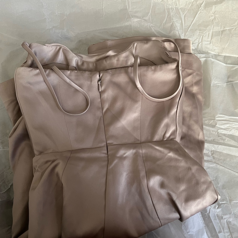 HOUSE OF CB 'Violette' Mushroom Satin Fishtail Gown - Picture 5 of 10